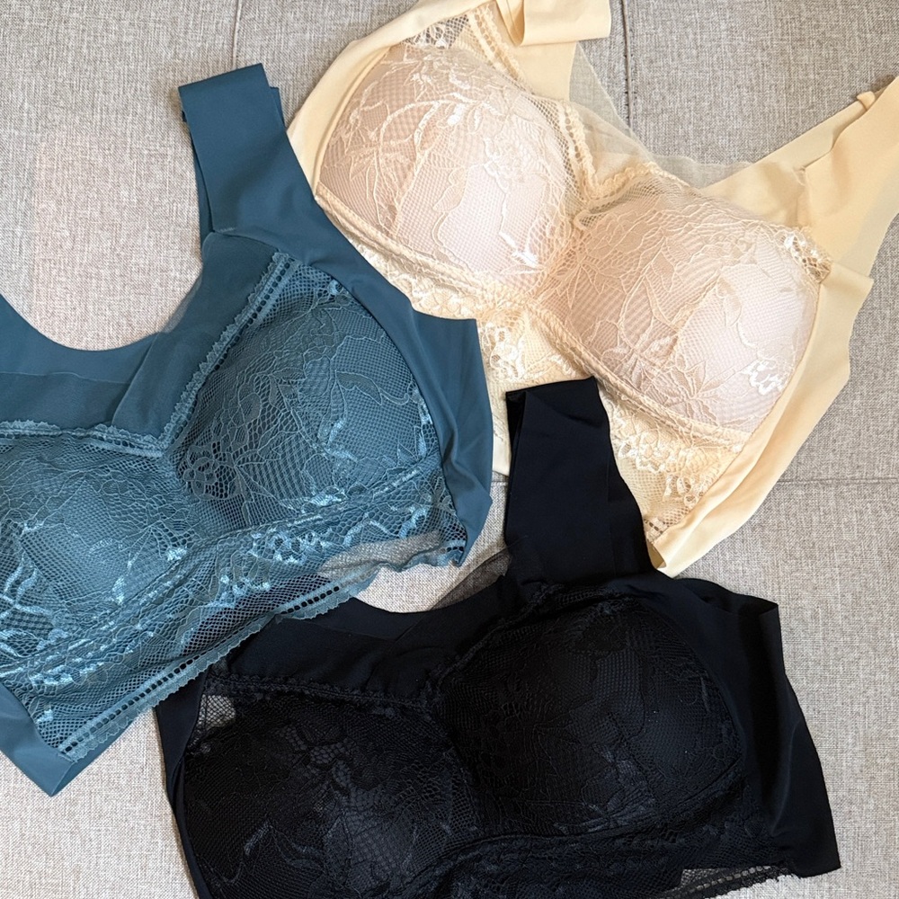Bralettes. NEW Intimates Set - Black, Cream, BlUE